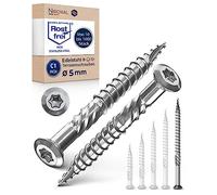 Tornillo de terraza de acero inoxidable Muesca de corte TORX, cabeza redondeada y sin nervaduras C1 5-mm de espesor 80-mm de longitud 50 unidades 52-mm de rosca parcial Tornillo 5x80