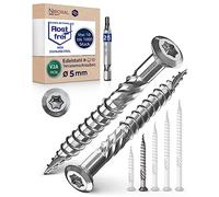 Tornillo de terraza de acero inoxidable Muesca de corte TORX, cabeza redondeada y sin nervaduras V2A 5-mm de espesor 50-mm de longitud 500 unidades 32-mm de rosca parcial Tornillo 5x50…