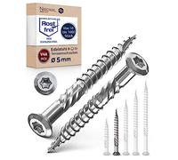 Tornillo de terraza de acero inoxidable Muesca de corte TORX, cabeza redondeada y sin nervaduras V4A 5-mm de espesor 50-mm de longitud 100 unidades 32-mm de rosca parcial Tornillo 5x50