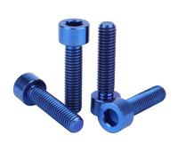 Tornillo de titanio, 4 tornillos de titanio Ti, tornillo de columna M6, perno hexagonal Allen(Blue,M6x25mm)