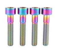 Tornillo de titanio, 4 tornillos de titanio Ti, tornillo de columna M6, perno hexagonal Allen(Ranibow,M6x30mm)