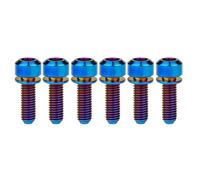 Tornillo de titanio M5x16/18/20 mm con cabeza hueca y arandela de titanio for potencia de bicicleta, paquete de 6(Burn Blue,M5x16mm)
