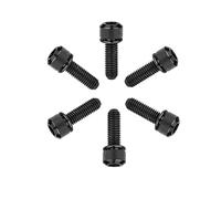 Tornillo de titanio M5x16/18/20 mm con cabeza hueca y arandela de titanio for potencia de bicicleta, paquete de 6(Black,M5x18mm)