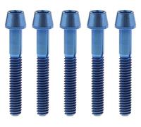 Tornillo de titanio M6 x 35 mm con cabeza cónica Allen for piezas de bicicleta, paquete de 5(Blue)