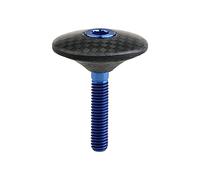 Tornillo de titanio M6 x 35 mm + tapa superior de vástago de dirección de bicicleta de fibra de carbono 3K de 1 1/8" con acabado brillante/mate(Blue Matte)