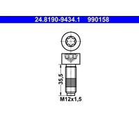 Tornillo del disco de freno Torx interior 24.8190-9434.1 ATE para FORD