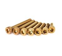 Tornillo hexagonal con cabeza de copa de acero inoxidable 304 chapado en titanio con perno de cabeza cilíndrica dorada, 5 piezas, M5X45