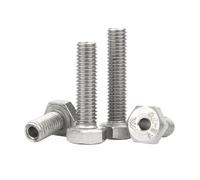 Tornillo hexagonal hueco exterior de acero inoxidable 304, M4, M5, M6, M8, M10, M12, M14, M16, M20, for roscado de máscaras, perno pasante.(45mm,M10(Hole 5.2mm)-1pcs)