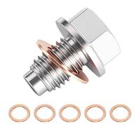 Tornillo magnético de drenaje de aceite con junta, tornillo de drenaje de aceite M12 x 1,5, tuerca de drenaje de acero inoxidable, adaptador de retorno magnético para cárter de aceite, incluye juntas