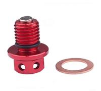 Tornillo magnético de drenaje de aceite para motos de cross y cuatrimotos con imán de ajuste a presión y cuerpo de aluminio anodizado para capturar los desechos del motor (rojo)