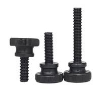 Tornillo moleteado for cerradura de muro cortina - Apriete manual, acero al carbono negro, estándar GB834 DIN464(M6x10mm-10pcs)