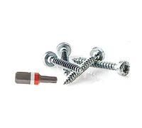 Tornillo para madera PH ASSY | CS acero galvanizado | Panhead RW | Cabeza semicircular | Cabeza alomada | 4 x 25 rosca completa | 1000 unidades | con BIT a juego