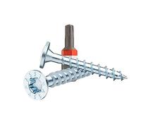 Tornillo para pared trasera ASSY, acero galvanizado CS, RW, cabeza plana, 4 x 30 rosca completa, 250 unidades, incluye BIT a juego