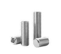 Tornillo prisionero de acero inoxidable 304 con cabeza hexagonal y punta plana, M2, M2.5, M3, M4, M5, M6, M8, M10, tornillos sin cabeza
