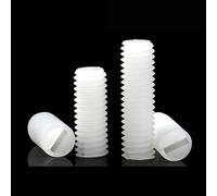 Tornillo prisionero ranurado blanco M3 M4 M5 M6 M8 M10 M12 Tornillo prisionero de cabeza plana con rosca de plástico blanco Tornillo prisionero sin cabeza métrico(5mm,M4-30pcs)