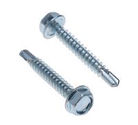 Tornillos autoperforantes cabeza hexagonal 4.8mm x 50mm, tornillos Tek zincados, fijaciones autotaraudeantes con arandela y punta perforante, para chapa, estructuras, cercas, HVAC y conductos (50 pcs)