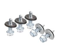Tornillos autoperforantes de 20 piezas con arandela goma, roscado cabeza hexagonal for techos acero galvanizado Para chapas madera techo plástico(5.5x38mm)