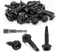 Tornillos autoperforantes for techos, M4.2 .8 M5.5 M6.3 for de cabeza hexagonal autorroscantes acero inoxidable 410 Metal con arandelas for metal, madera, plástico(M4.8 * 70mm(100pcs))