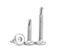 Tornillos autorroscantes con cabeza plana Tornillos autoperforantes de acero inoxidable de cabeza plana y hexagonal, varios tamaños, paquete de 100(M6.3 * 19 (100 Tablets))