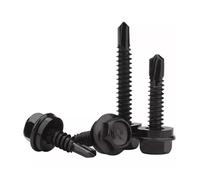 Tornillos autorroscantes con cabeza plana Tornillos autoperforantes de cabeza hexagonal de acero inoxidable 410, modelo 424, M4.2-M6.3, paquete surtido(M4.8x16mm 100pcs)