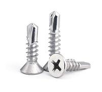 Tornillos autorroscantes con cabeza plana Tornillos de cabeza avellanada de acero inoxidable 410, con brocas cruzadas, varios tamaños, 50-100 unidades(M4.2 * 38 (100 Pcs))