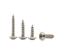 Tornillos autorroscantes de acero al carbono niquelado M1.2-M4 de cabeza redonda y cabeza plana con arandela(5mm,M2.6-100pcs)