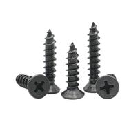 Tornillos autorroscantes de cabeza plana avellanada en cruz de acero al carbono negro, 100 unidades, M1, M1.2, M1.4, M1.5, M2, M2.6, M3, M3.5, M4, M5(14mm,M4 (100pcs))