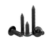 Tornillos autorroscantes de cabeza redonda grande de acero inoxidable 304 negros, 10/50 piezas M2.2-M4.8 sujetadores for madera for montaje de muebles DIY(20pcs M2.9x30mm)