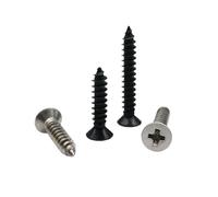 Tornillos autorroscantes for madera de cabeza avellanada plana en cruz de acero inoxidable 304 A2, tamaño pequeño, M1, M1.5, M2, M3 y M4, color negro carbono(Black carbon steel,4mm,M2.3)