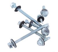 Tornillos autorroscantes galvanizados de cabeza hexagonal de 6,3 mm, con arandela de sellado para hojas de metal corrugado, paquete de 100 (6,3 x 100 mm)