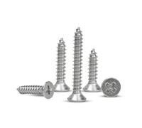Tornillos autorroscantes Phillips de cabeza plana, 50 Uds M1-M4 Mini 304 Acero inoxidable Cruz Phillips cabeza avellanada plana tornillo autorroscante for madera(22mm/M2.9)
