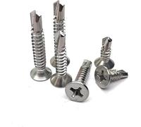 Tornillos autorroscantes Phillips de cabeza plana, Broca plana de acero inoxidable 304, tornillo de taladro cruzado con cabeza avellanada 410, azulejo de acero de color-304 4.2 * 25(410 4.2 * 50)