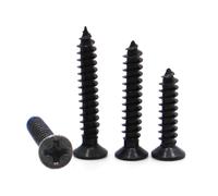 Tornillos autorroscantes Phillips de cabeza plana, M1-M4 Tornillo de madera autorroscante de cabeza redonda cruzada plana Phillips pequeña de acero negro(/25MM M3)