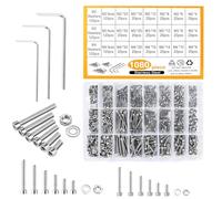 Tornillos Cilíndricos Hexagonales, 1080 Piezas Tornillos y Tuercas y Arandelas, Tornillos de Cabeza Allen con Tuercas de Acero Inoxidable Surtido, Tornillos Hexagonales con 3 Llave