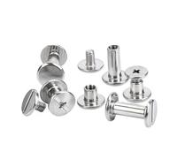 Tornillos Clavos Remaches, Tornillos de encuadernación con remaches cuero acero inoxidable, tapa 8,5 mm, plata, longitud varilla 4-50, paquete 10(22mm)