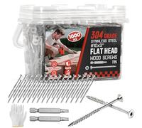 Tornillos de acero inoxidable 304 #10 x 3 pulgadas, 1000 unidades, sujetadores de madera resistentes a la corrosión para vallas, cubiertas, proyectos de madera, broca T25 Star Drive