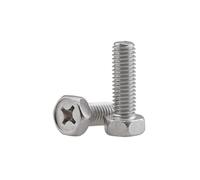 Tornillos de acero inoxidable 304 con cabeza combinada Phillips/hexagonal - Pernos hexagonales externos con ranura en cruz GB29.2 (M3-M8)(12mm,M4(10pcs))