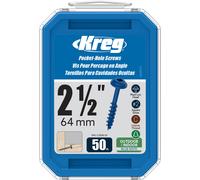 Tornillos de bolsillo Kreg SML-C250B-50 Blue Kote de 2 1/2 pulgadas con rosca gruesa y cabeza Maxi-Loc (paquete de 50)