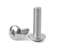 Tornillos de cabeza de armadura #10-24 x 1-1/4 pulgadas (paquete de 50), accionamiento Phillips, acero inoxidable 304 (18-8), totalmente roscado, acabado brillante