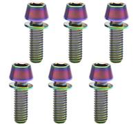 Tornillos de cabeza de botón Socket Cap. Bolts, 6 tornillos de cabeza cónica cónica de tornillo hexagonal Allen de aleación de titanio con arandela for bicicleta dorado M6 × 20(Rainbow,M6x16)