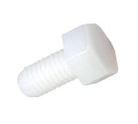 Tornillos de cabeza hexagonal/pernos de plástico (nailon 6.6), rosca métrica conforme a la normativa DIN 933, fijación industrial y doméstica - M6 x 6,5 - blanco - 1000 unidades - Plastic Hardware