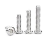 Tornillos de cabeza hueca hexagonal de acero inoxidable 304 A2, redondos o negros, de grado 10.9, ISO7380 M2 M2.5 M3 M4 M5 M6 M8, 5-50 unidades(Stainless Steel 304,10mm,M3(50pcs))