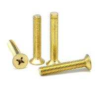 Tornillos de cabeza plana cruzada de latón,Tornillo de reparación avellanado,Tornillos de cabeza redonda completamente roscados, oro, M4x50 mm, 20 unidades