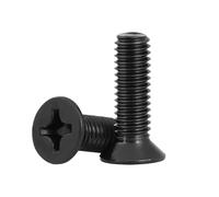 Tornillos de cabeza plana de 5/16-18 x 3-1/2 pulgadas (paquete de 10), accionamiento Phillips, acero inoxidable 304 de óxido negro 18-8, acabado brillante, rosca totalmente a máquina