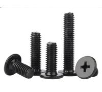 Tornillos de cabeza plana M2,5 x 8 mm, forma en H, tornillos para máquina de tortitas, tornillos de cabeza de oblea, 100 unidades, acero inoxidable galvanizado, color negro