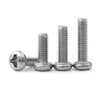 Tornillos de cabeza redonda en cruz de acero inoxidable 304, M2, M2.5, M3, M3.5, M4, M5, M6, M8, A2-70, diámetro 2-8, 50/10 unidades(50mm,M6 (10Pcs))