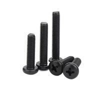 Tornillos de cabeza redonda negra con cruz, M1, M1.2, M1.4, M1.6, M1.7, M2, M2.5, DIN7985, for electrónica, de cabeza plana empotrada, 50/100 unidades(2mm)
