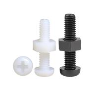 Tornillos de cabeza troncocónica de nailon blanco y negro M2-M8 con juego de aislamiento de tuercas hexagonales(Black,40MM_M5-10SET)