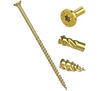 Tornillos de construcción de madera Torx avellanados endurecidos amarillos de 6 mm x 160 mm con cabeza plana de alto rendimiento (20 unidades)