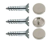Tornillos de espejo con tapas decorativas de 19 mm, tornillos de espejo cromados planos, tornillos de espejo para mesas de espejo, placas de baño, armarios, letreros de cristal, paquete de 8.